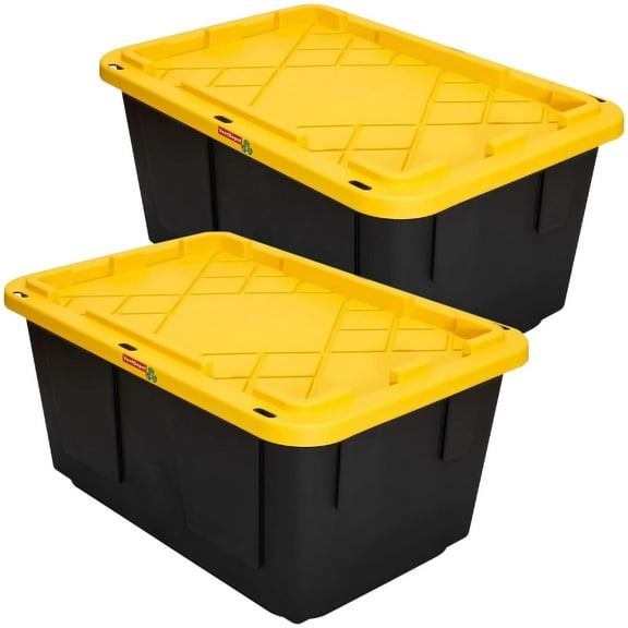 Caja Organizadora VentDepot BoxUp 2 Pzas 102 Lt 76x51x36cm Apilable Polietileno Negro/Amarillo