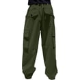 thumbnail image 4 of Endives Womens Cargo Pants Parachute Pants Baggy Wide Leg Pant Waterproof With Pockets Blackish Green, 4 of 7