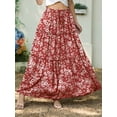 thumbnail image 4 of Cueply Long Skirts for Women Pleated Elastic High Waist drawstring Tiered Maxi Skirt with Pockets, 4 of 7