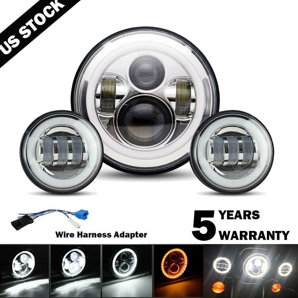 7"inch LED DRL Headlight + Passing Lights For Harley Davidson Touring