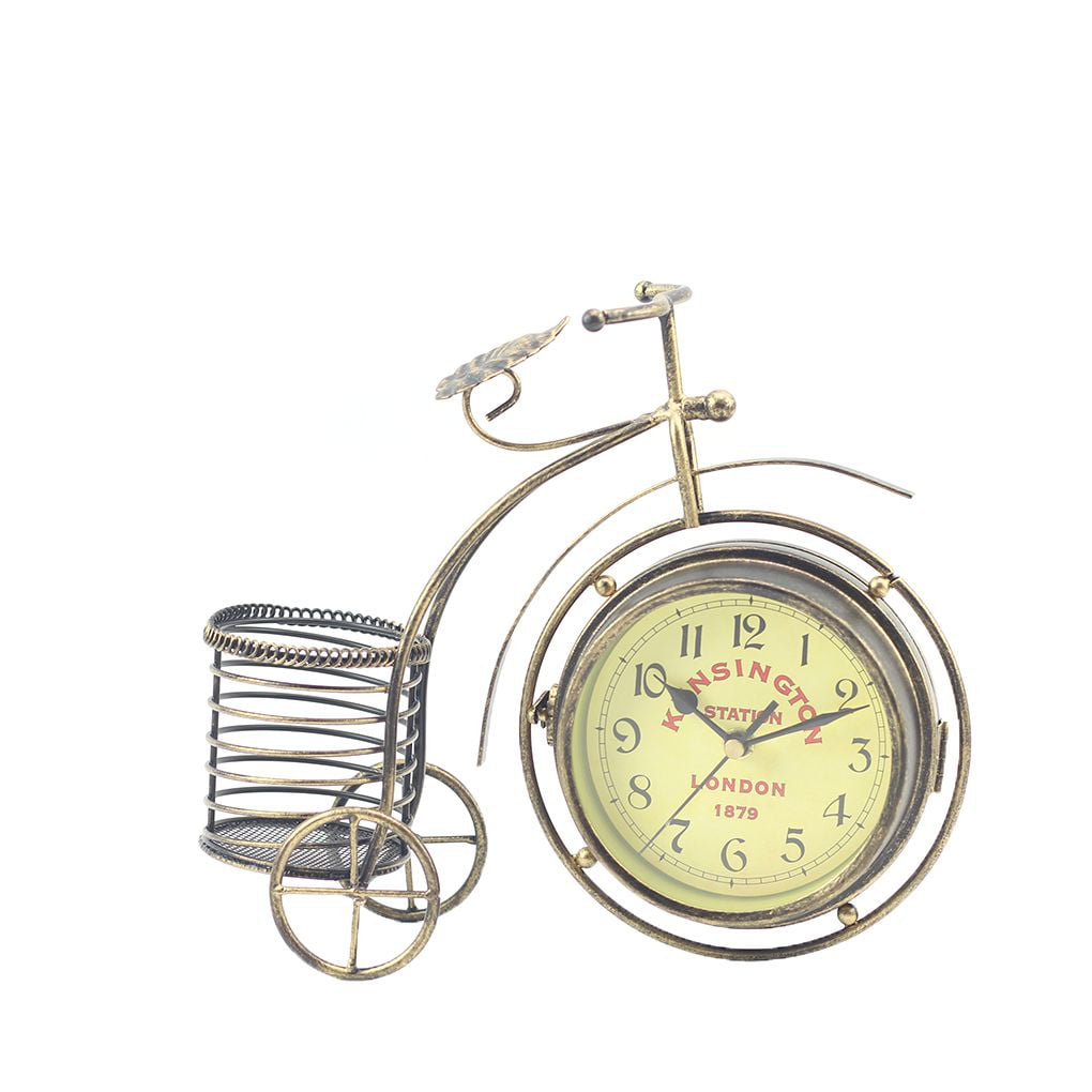 Clock Vintage Iron Bike Shape Mute Clock for Store Living Room Bedroom Hotel 