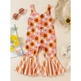 thumbnail image 3 of Girl Bell Bottoms Trousers Floral Jumpsuit One Piece Outfit Summer Toddler Clothes Girl, 3 of 10