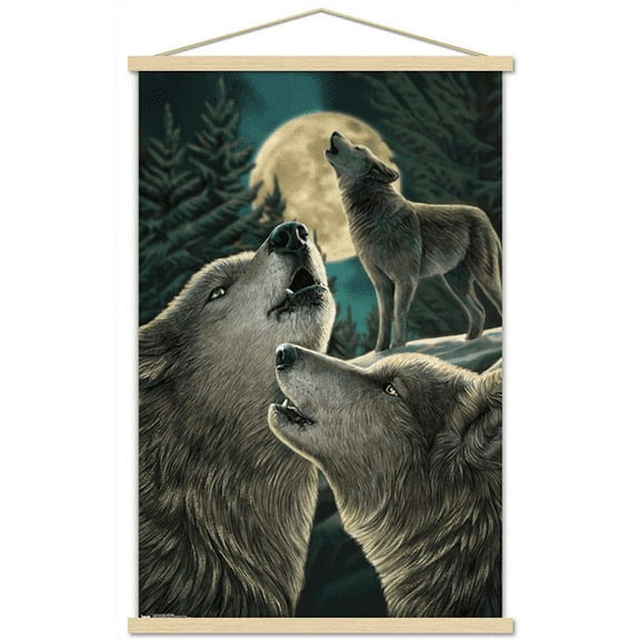 Lisa Parker - Wolf Song Wall Poster with Wooden Magnetic Frame, 22.375" x 34"