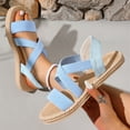 thumbnail image 3 of MLCDZ Flat Sandals for Women Summer Beach Shoes Ankle Elastic Sandal Open Toe Dressy Platform Slip On Flat Shoes Comfortable Casual Ankle Strap Footwear Light Blue 38, 3 of 6