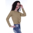thumbnail image 2 of Moomaya Haut Court à Manches Longues avec Nœud devant pour Femmes T-Shirt d'Été Uni, 2 of 7