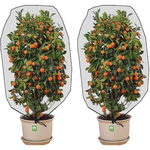 59.1x39.4 Inch Insect Bird Barrier Nylon Netting Mesh with Drawstring -Garden Bug Netting Plant Cover for Protect Plant Fruits Flower Vegetables from Insect Bird Eating(2 Pack)