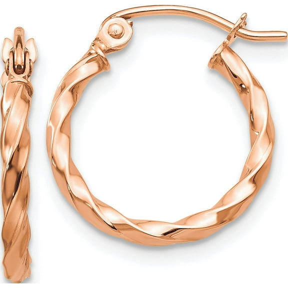 14K Rose Gold Twisted Hoop Earrings (16 X 15) Made In Indonesia tf605