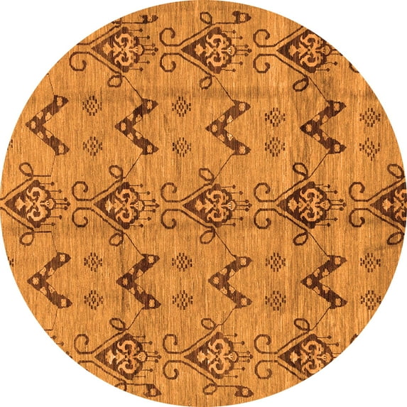 Ahgly Company Indoor Round Abstract Orange Modern Area Rugs, 8' Round