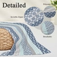 thumbnail image 3 of Boho Blue Aqua Pillow Covers 12"x20", Geometric Stripes Tribal Bohemia Retro Soft Brushed Microfiber Breathable Throw Pillow Covers, Pillowcase with Zipper for Couch Sofa Bedroom Living Room, 3 of 9