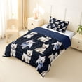 thumbnail image 2 of Homewish Cute Dog Twin Comforter Sets,Navy Black Leopard Print Bedding Set,Navy Blue Reversible,2pcs,1 Comforter and 1 Pillowcase, 2 of 7