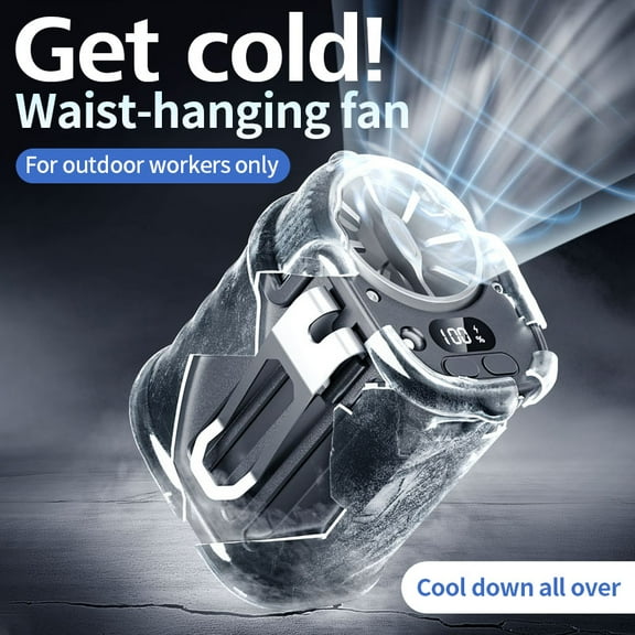 Portable Fan with 5-Speed Settings, Dual-Sided Clip on Wearable Belt Personal Fan for 8000mAh, LED Light & Display, Detachable Dust Filter, Rechargeable Waist/Neck Fan For Outdoor,