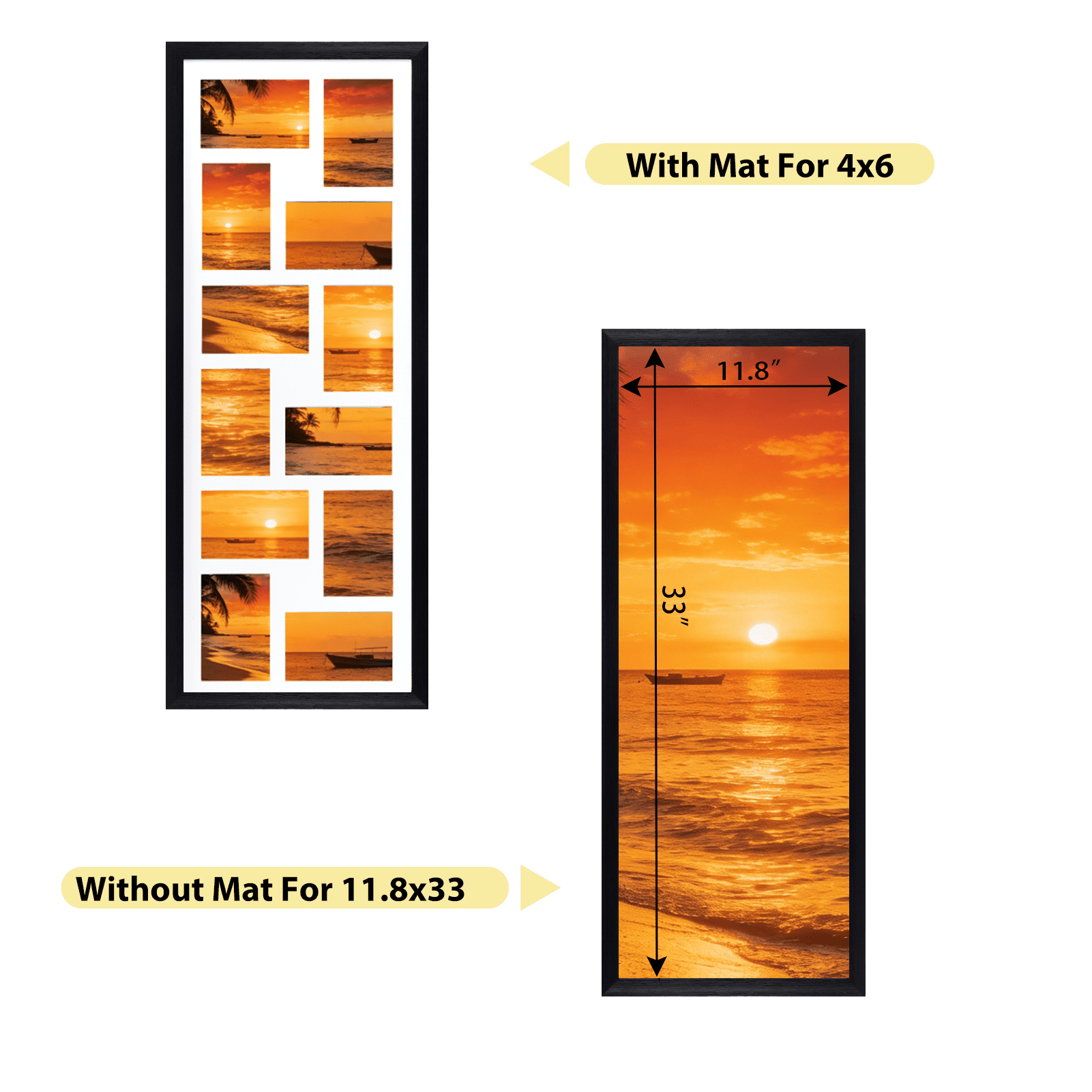 2 Pack 12 Opening 4x6 Collage Picture Frames, Black Photo Frame for Wall Mounted