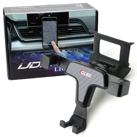 Smartphone Gravity Holder w/Exact Fit Clip-On Dash Mount For 2017-up Audi A4 A5 (Won't Occupy Air Vent Opening)