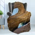 thumbnail image 4 of Cave Soft Flannel Fleece Throw Blanket, Sea Cave of Benagil in Algarve Portugal Idyllic Sandy Rocky Landscape, Cozy Plush for Indoor and Outdoor Use, 50" x 60", Sand Brown Pale Blue, by Ambesonne, 4 of 5