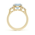 thumbnail image 2 of ANGARA Natural 2.3 ct Aquamarine and Diamond Three Stone Engagement Ring in 14K Yellow Gold for Women (Size-9mm) | March Birthstone, Anniversary, Jewelry Gift for Women | Natural Aquamarine Ring, 2 of 10