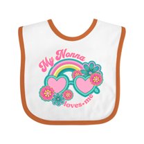 Inktastic Nonna Loves Me Girls Granddaughter Rainbow Girls Baby Bib