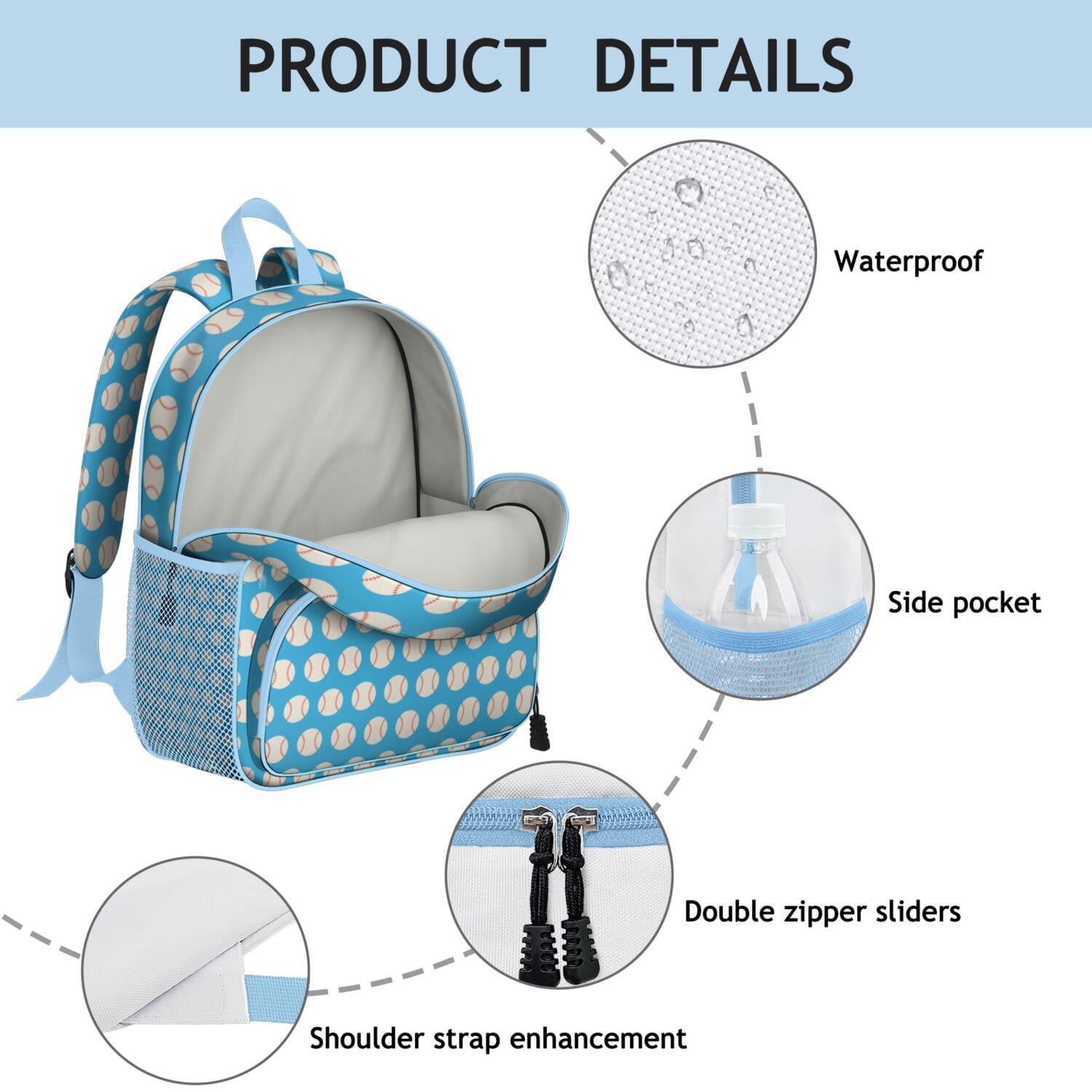 Ergonomic Backpack for Boys - Waterproof, Adjustable with Sports Design for Baseball, Soccer, and Tennis