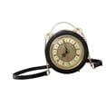 thumbnail image 2 of Monedero con cremallera y forma de reloj redondo novedoso para mujer, bolso de mano, bolso de hombro, regalo para mamá, novia Negro, 2 of 8