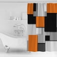 thumbnail image 2 of Shower Curtain Bathroom Set Orange Color Block Abstract Geometric Waterproof Fabric Shower Curtains with Grommets&Hooks Gray Gradient Privacy Bath Curtain for Bathtub 48x72in, 2 of 7