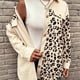 thumbnail image 5 of Abrigo informal de manga larga sin capucha para mujer, chaqueta de longitud media con estampado de leopardo, 5 of 7