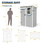 MRUAKA Outdoor Storage Shed 5x3 FT, Resin Garden Shed for Bike, Tool, Plastic Outside Sheds & Outdoor Storage Storage Box with Lockable Door for Backyard, Patio, Lawn, Sandstone