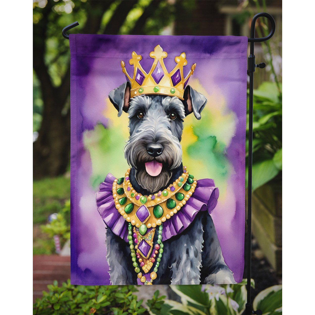Kerry Blue Terrier King of Mardi Gras Garden Flag 11.25 in x 15.5 in