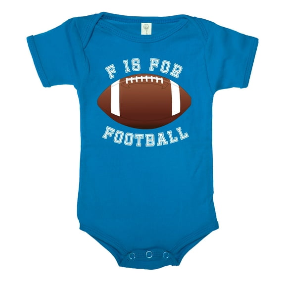 F is for Football Baby one-piece bodysuit Baby Football Romper, Graphic Baby Jumpers - Royal CA165FOOTBALL S10 3-6