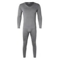thumbnail image 4 of Aihuaihua Thermal Underwear for Men Long Underwear Lined V Neck Winter Warm Base Layers Thermal Top Bottom Grey L, 4 of 9