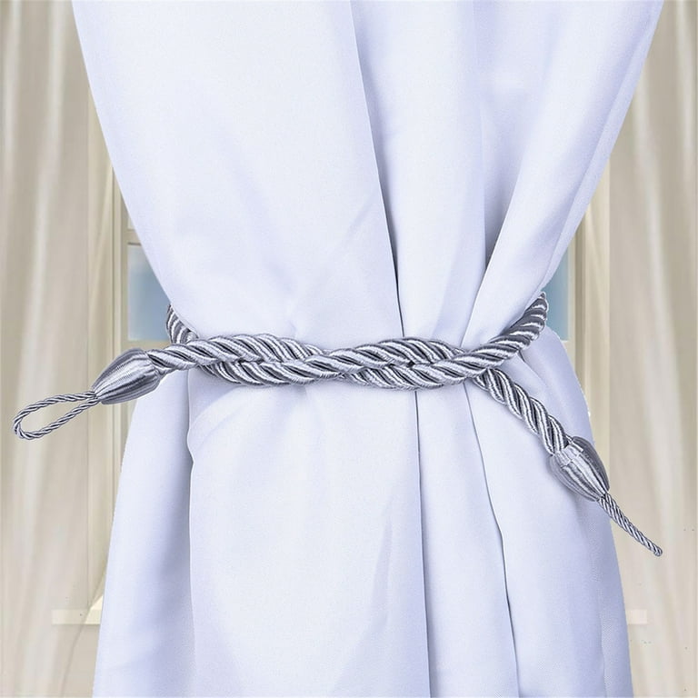 2-Pack White Curtain Tiebacks With Acrylic Crystals – Handmade Rope Holdbacks For Sheer & Thick Drapes, No Hook Needed