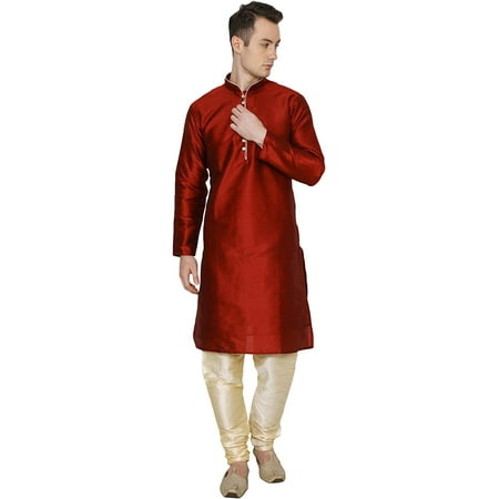 

Royal Kurta Mens Silk Blend Kurta Pyjama Set (44 Maroon)