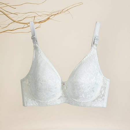 REORIAFEE Bras for Women Gathered Together Wirefree Bras Solid Adjustable Straps Brassiere Comfy Spaghetti Straps Corset Underwear Comfortable Classic Support Lingerie White XL