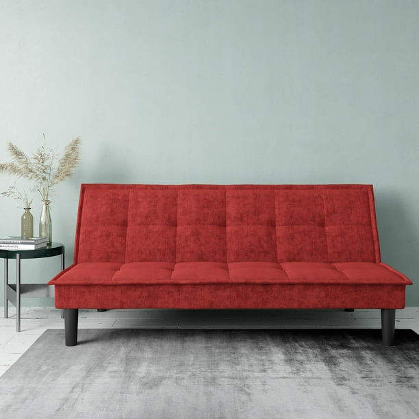 DHP Otis Upholstered Futon with Memory Foam, Multiple Positions, Red
