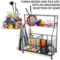 thumbnail image 4 of RaxGo Garage Sports Organizer, Ball Storage Rack, Equipment Storage System for Balls, Bats, Rackets, Helmets, Toy's & Other Sports Gear, Heavy-Duty Steel, Hanging Hooks & Adjustable Support Feet, 4 of 7
