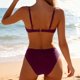 thumbnail image 5 of Trajes de baño Amzcrzy Tankini para mujer, trajes de baño, trajes de baño, bikini con control de abdomen, moda para mujer, bikini dividido de color sólido, traje de baño de dos piezas morado, L, 5 of 6