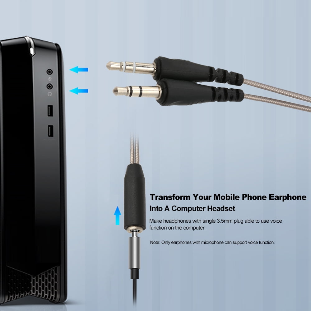 2Pcs Mâle Vers 2 Femelle Microphone Casque Splitter câble 3.5 mm Stéréo Audio Gi 