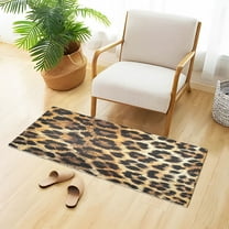 Leopard Fur Print Plush Carpet Non Slip Runner Rug Absorbent Bath Mat 39" x 20"