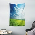 thumbnail image 1 of Nature Tapestry, Refreshing Meadow Valley under Cloud Sun Sky Spring Grass Country Image, Wall Hanging for Bedroom Living Room Dorm Decor, 40W X 60L Inches, Lime Green Light Blue, by Ambesonne, 1 of 2