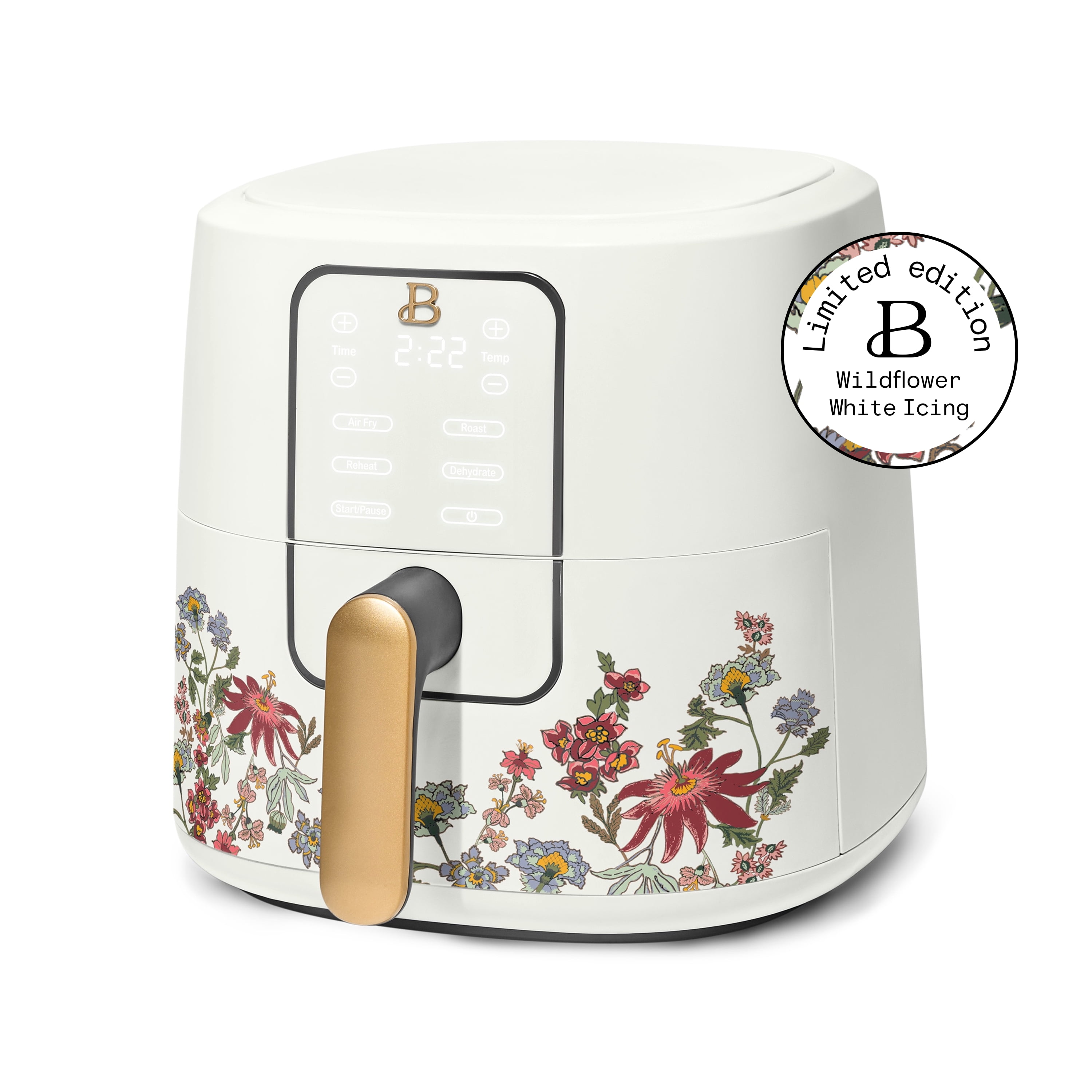 Beautiful 6 Qt Air Fryer with TurboCrisp Technology, EverGood Ceramic Nonstick Coating, Wildflower White Icing by Drew Barrymore