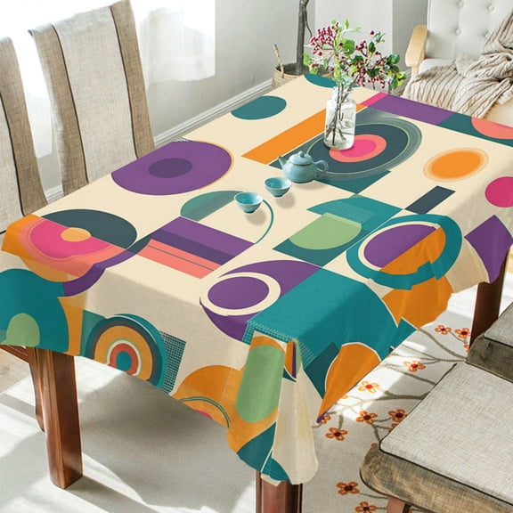 Yayeee Tablecloths 54" x 54" Rectangle Wrinkle Resistant Party Table Cover, Purple Geometric