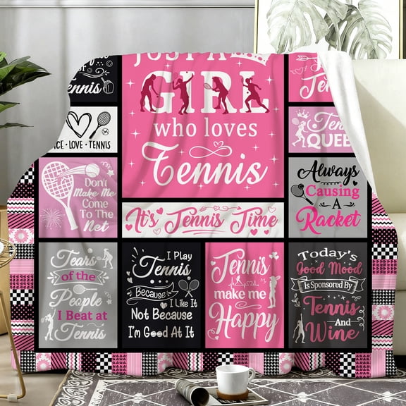 Unique Tennis Blanket Gifts for Girls Women,Soft Warm Plush Sport Game Throw Blanket Tennis Themed Gifts for Sport Players Lover Coach 50"X40"