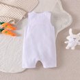 thumbnail image 2 of ZEHJUHAN Easter Baby Boy Sleeveless Cartoon Bunny & Letter Embroidered Bodysuit Cute Spring Summer Outfit White，12-18M, 2 of 6