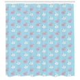thumbnail image 3 of Ambesonne Pool Party Shower Curtain, Flamingo and Swan Floats, 69"Wx70"L, Sky Blue Rose White, 3 of 3