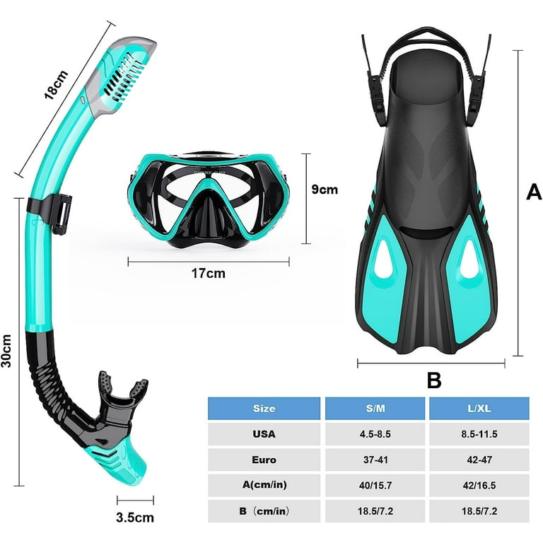 Mask Fin Snorkel Set, Snorkeling Gear for Adults with Panoramic View Mask, Dry Top Snorkel, Adjustable Swim Fins and Travel Bag, Man Woman Snorkel Mask Fin Snorkel Set, Snorkeling Gear for Adults with Panoramic View Mask, Dry Top Snorkel, Adjustable Swim Fins and Travel Bag, Man Woman Snorkel