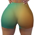 thumbnail image 2 of Picia Orange To Teal Gradient Printed Workout Shorts for Women Seamless Scrunch Butt Lifting High Waisted Yoga Gym Booty Running Moisture-wicking Short Pants-X-Large, 2 of 9