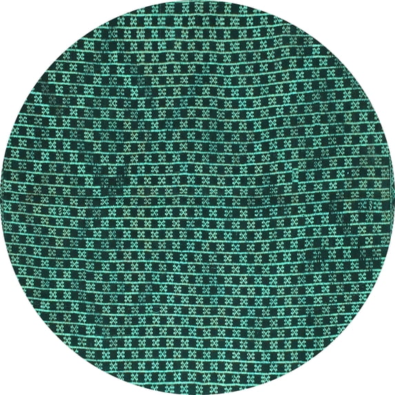 Ahgly Company Indoor Round Abstract Turquoise Blue Contemporary Area Rugs, 3' Round