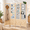 Natural, variant on Grey 4 Panel Gridwall Folding Screen Room Divider, 5' x 4.7' Display Stand