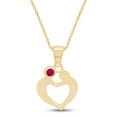 thumbnail image 5 of AFFY Round Simulated Ruby Mom Love Heart Pendant Necklace 14K Yellow Gold over Silver, 5 of 5