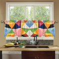 thumbnail image 4 of Yayeee Kitchen Curtains Tier Set of 2 Light Filtering 57"x24" Over Sink Window Panels, Minimalist Triangles, 4 of 7