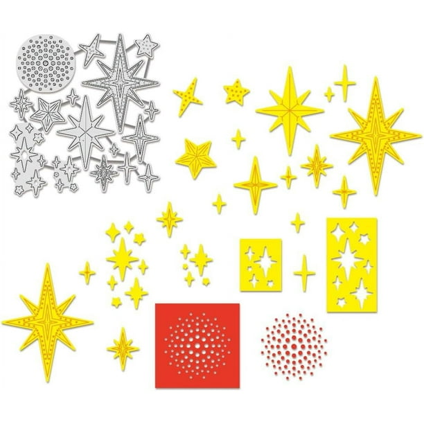 Plantillas de corte con temática de fantasía, troqueles de estrellas y puntos, plantillas de relieve para manualidades, tarjetas, papel decorativo fotográfico, álbumes de recortes, grosor de 0,8 mm.