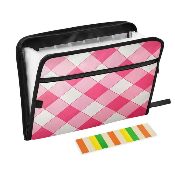 Organ Folder 14.2 x 0.8 x 10.6 Inches 13 Separate Pockets A4 Size Documents Folder A Sort Storage File Manager For The Home Office Pink Check